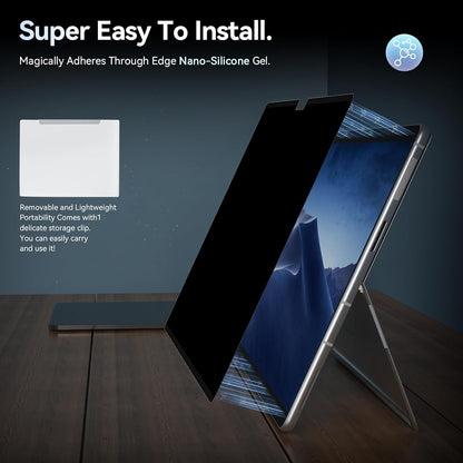 Privacy Filter Compatible with Microsoft Surface Pro 10 (2024) / 9 (2022) / 8 (2021) / X (2021, 2019), Easy On/Off 13 Inch Removable Anti Spy Glare Blue Light Privacy Screen