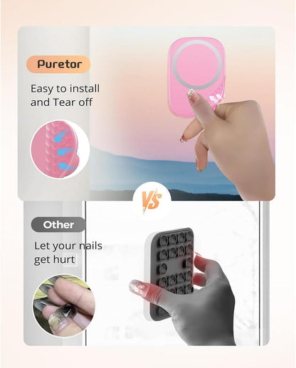 Magnetic Phone Suction Grip, Shower Phone Holder for MagSafe, Octo Phone Sticky Buddy Suction Grip for iPhone 16 15 14 13 12, Birthday Christmas for Women Pink