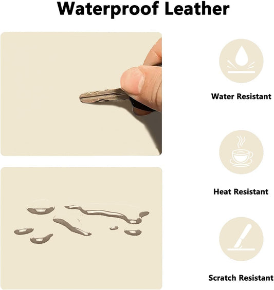 PU Leather Desk Pad Protector Gaming Mouse Pad Non Slip Desk Mat for Keyboard and Mouse Waterproof Desk Writing Pad for Office and Home Desk Accessories(Beige, 31.5 * 15.7)