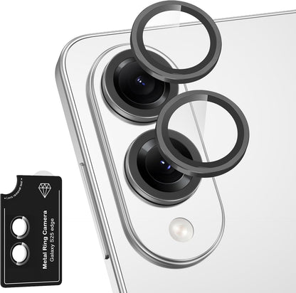 for Samsung Galaxy S25 Edge Camera Lens Protector, Individual Metal Ring Tempered Glass Lens Cover, [Strong Adsorption] Scratch Resistant Ultra-Thin HD Clear Lens Cover, 1 Set-Black
