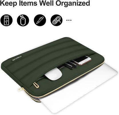MOSISO 15-15.6 inch Laptop Case, 16 inch Puffy Laptop Sleeve Compatible with MacBook Pro 16, HP Dell ASUS Acer Toshiba Lenovo Notebook Computer, Polyester Horizontal Bag with Small Case, Army Green