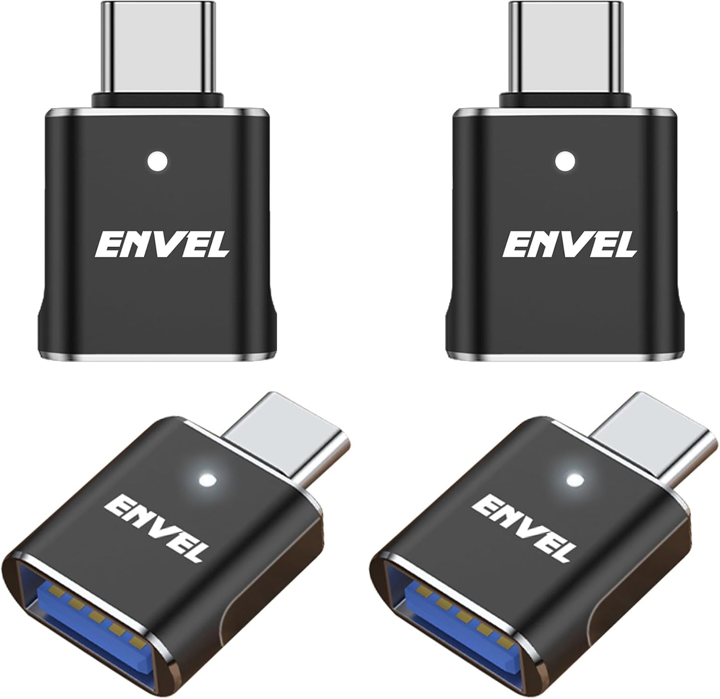ENVEL USB to USB C Adapter, USB3 5Gbps High Speed Data Transfer, OTG Converter Thunderbolt3 to USB Female Compatible with Apple iWatch iPhone 15 Pro Max iPad Air 4 5 Mini 6 (Black C, USB C Male)