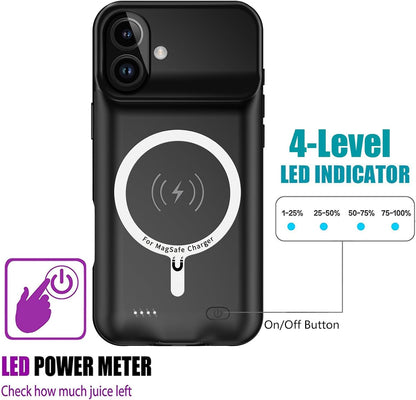 Battery Case for iPhone 17, Upgraded 10000mAh Rechargeable Portable Charging Case with Wireless Charging Compatible for iPhone 17 (6.3 inch) with Carplay Extended Battery Pack Charger Case (Black)