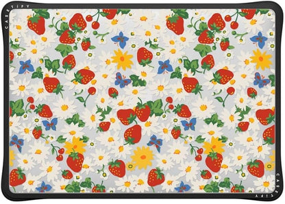 CASETiFY Impact MacBook Air 13" (M1/Intel) Case [Cushioned Impact Corners/Scratch-Resistant/Anti-Slip Grip] - Strawberry Daisy - Clear Black