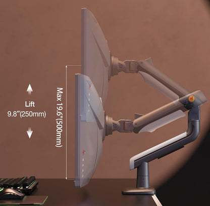 Gaming Monitor-Arm for Flat/Ultrawide/Curved Monitors 27'' to 50 inch, Heavy Duty Mount Load up to 18 kg, VESA 75/100 mm Monitor-Mount A5