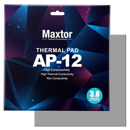 Maxtor Thermal Pad 14.8 W/mK, 120x120x3.0mm(1 pcs) Silicone Thermal Pads Non Conductive Heatsink Cooling Pad, Highly Efficient Heat Resistant Soft Pad for Laptop Heatsink/SSD/CPU/IC/LED Cooler