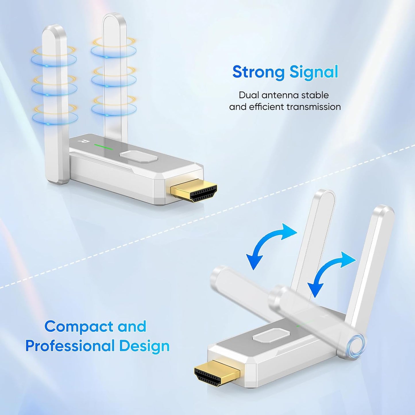 Wireless HDMI Transmitter and 2 Receivers 500FT/150M, 2.4G+5G Plug & Play Portable Wireless HDMI Splitter 1 to Multiple Screens for Video and Audio to Monitor from Laptop/PC/TV Box/Projector
