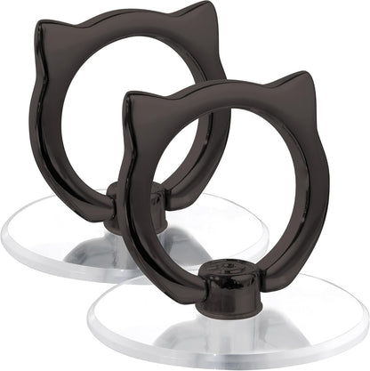 Cat Phone Ring Holder - EI Sonador Clear Cell Phone Ring Holder Transparent Stand Finger Grip (2 Black Cat)