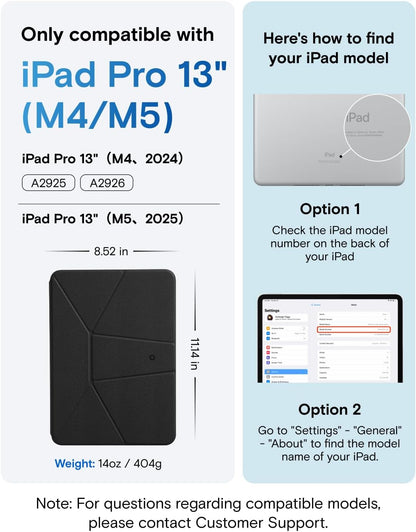 MOFT Dynamic Folio Case for iPad Pro 13-inch(M5 2025/M4 2024), Silm Magnetic Stand Case with 20+ Viewing Angles, Auto Wake/Sleep, Ultra Thin, Jet Black