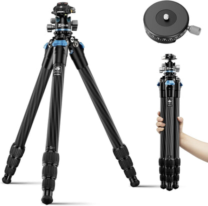 SIRUI Carbon Fiber Camera Tripod, 50.7" Professional Heavy Duty Tripod with 36mm Low Profile Ball Head, Quick Release System, Max Load 33lbs/15kg, AM-284+KS-30