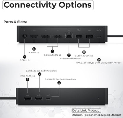 UD22 Dell Docking Station Dual Monitor Bundle - USB-C/USB-A Universal Dell Dock for Laptops with 130W Adapter + 4K HDMI Cable + 4K DisplayPort + USB-C Cable + Microfiber Cloth - Supports 4K Display