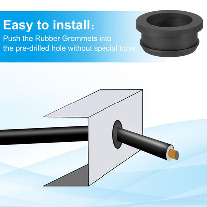 PATIKIL 29mm / 1-1/18 Inch Drill Hole,15/16 Inch ID Rubber Grommets, 3Pcs Top Hat Grommet for Wiring Eyelet Ring Gasket Automotive Firewall Cable Hole Plugs Wires Protection, Black
