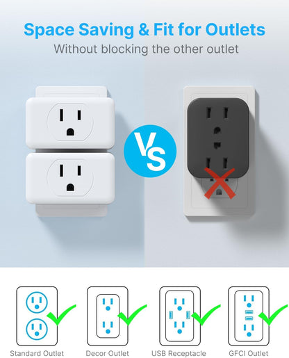Multi Plug Wall Outlet Extender 2 Pack, VINTAR Electrical Multiple Outlet Splitter, 3 Way Plug Adapter, Small Wall Expander for Home Office Dorm Cruise Ship Travel Essentials