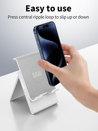 SAIJI Adjustable Tablet Stand Holder Portable Foldable Desktop Stand Dock Compatible for iPad, iPhone, Nintendo Switch, Samsung Galaxy and Kindle Fire Tablets – Gray