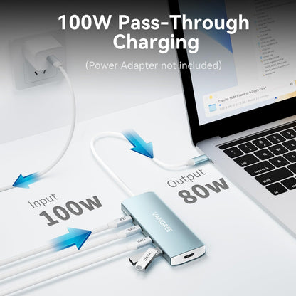 USB C Hub 8 in 1 Multiport Adapter, 3 USB 3.2 Gen 2 Ports with 10Gbps, 3 USB-A 3.0 5Gbps, 4K@60Hz HDMI, 100W PD, USBC Splitter for MacBook Pro, iPad Pro, Mac mini and More(Not Support USB-C Monitor)