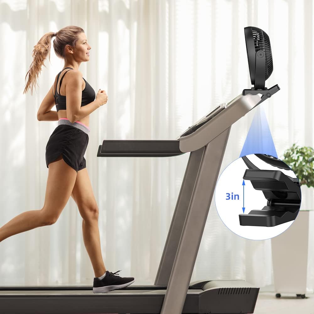 Portable Clip on Fan 10000mAh Battery Powered, USB Type C, Supports 720° Adjustment, 4 speed, 8inch Personal Fan for Table, Bedroom, Desk, Camping, Stroller, Golf Cart