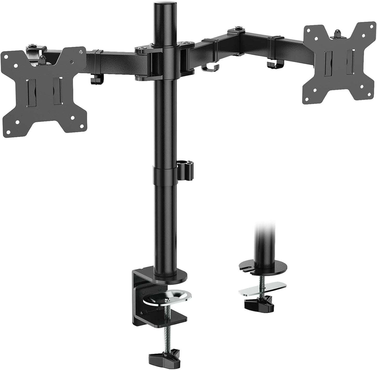 WALI Dual Monitor Stand for 13-27 inch Screens, Dual Monitor Mounts for 2 Monitors, 2 Monitor Desk Mount Holds up to 22 lbs, Height Adjustable Swivel Tilt Rotation, 75x75/100x100mm (M002), Black
