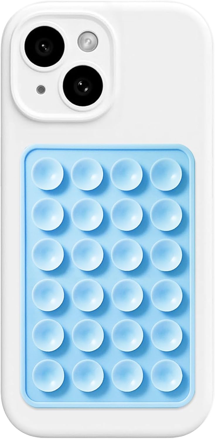 AZXYI Silicone Suction Phone Case Mount, Silicon Adhesive Suction Cup Phone Mount, Non Slip Sticky Phone Grip for Cellphone, Strong Grip Holder for Selfies and Videos (Baby Blue)