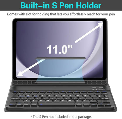 Keyboard Case for Samsung Galaxy Tab A9 Plus 5G 11 inch 2023 (SM-X210/X216/X218), Magnetic Detachable Wireless Keyboard Bluetooth, Smart Folio Cover with S Pen Holder for Galaxy Tab A9+ 11“（Black）