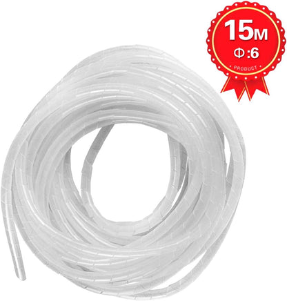 50Ft XHF 1/4" Clear Spiral Cable Wrap 6mm(Wrapping Range:4mm-50mm) Spiral Wire Wrap Cord for Computer Electrical Wire Organizer Sleeve Hose RoHS