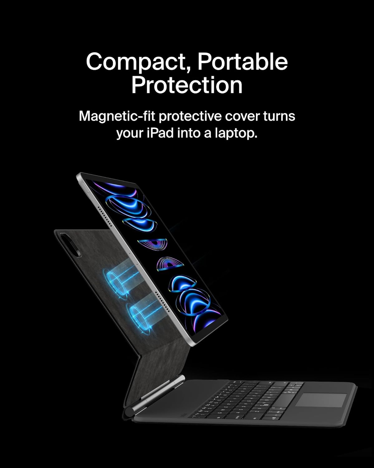 Belkin Pro Keyboard Case w/Magnetic Stand, Backlit Bluetooth Keyboard, Multi-Gesture Controls, Magnetic Apple Pencil Storage Compatibility, & Multimedia Keys for iPad Pro 12.9" & iPad Air 13" - Black