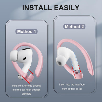 2 Pairs AirPods Ear Hooks for AirPods Pro 2, AirPods Pro, AirPods 4, 3, 2 & 1, Upgraded Anti Slip Sports Clip Hooks for AirPods 1, 2, 3, 4,Pro, Pro 2 – Pink