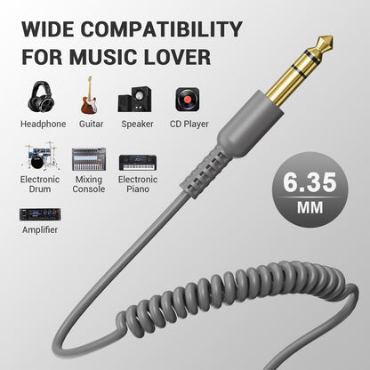 OneOdio 6.35mm to 3.5mm 6.6-9.8FT Stereo Adapter Cable Compatible with AMPs, Electronic Keyboards, Mixers, Guitars and Pro10/Pro30/Pro50 Headphones of OneOdio-Gray