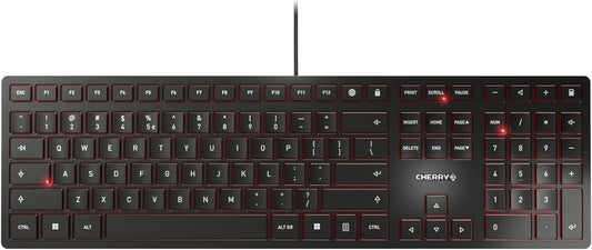 CHERRY KC 6000 Slim Wired USB Keyboard Ultra-Slim Design US Layout for Work or Home Office QWERTY Black