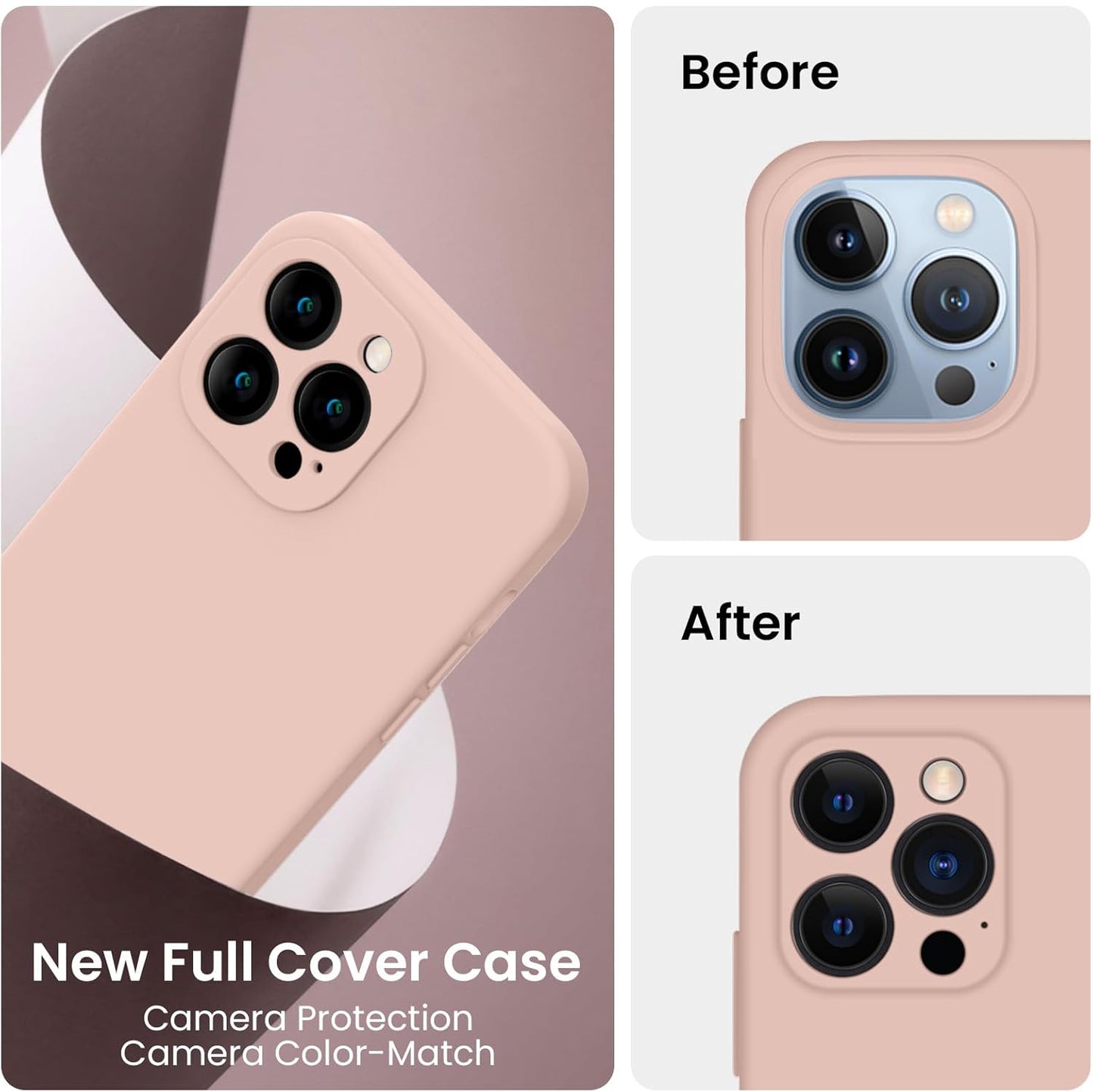 FireNova Designed for iPhone 13 Pro Case, Silicone Upgraded [Camera Protection] Phone Case with [2 Screen Protectors], Soft Anti-Scratch Microfiber Lining Inside, 6.1 inch, Pinksand