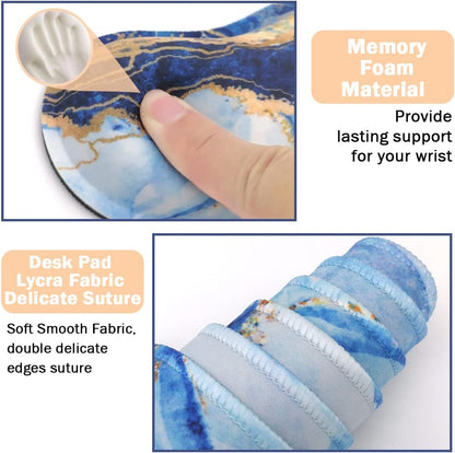 Ergonomic Large Mouse Pad and Keyboard Wrist Rest, Desk Pad for Keyboard and Mouse, 4-in-1 Large Gaming Mouse Pad with Wrist Support - Light Blue