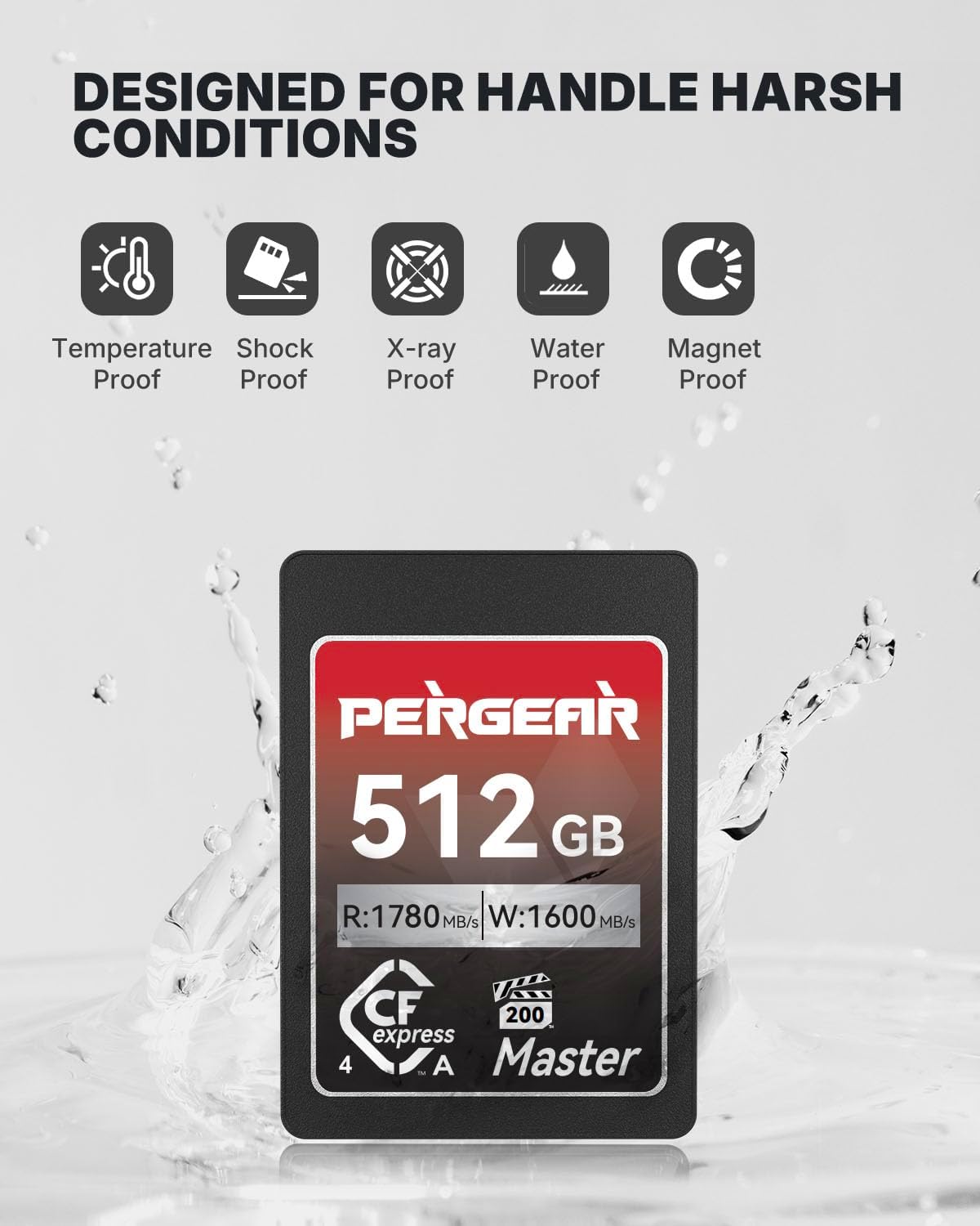 Pergear 512GB CFexpress 4.0 Type A Memory Card (2-Pack),Up to 1780MB/S Read Speeds,USB4.0(PCIe 4.0),Raw,8K 30P Record,Compatible for Sony Camera,ILME-FX3,ILME-FX6,ILME-FX30(Black Silver Master Series)