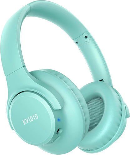 KVIDIO Bluetooth Headphones Over Ear, 65 Hours Playtime Wireless Headphones with Microphone, Foldable Lightweight Headset with Deep Bass, HiFi Stereo Sound Low Latency for Travel Work Cellphone