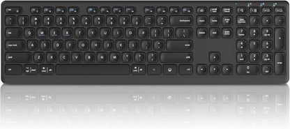 K9300 Wireless Bluetooth Keyboard (USB+BT1+BT2), Support Multi Device Switching, Full Size, Scissor-Switch Keys Silent Design for Computer, Laptop, MacBook and iPad.(Black) (K9300)