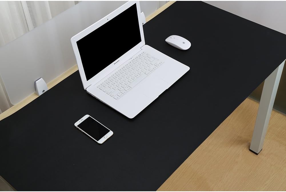 KINGFOM Desk Pad Office Desktop Protecter, PU Leather Desk Mat Blotters Organizer with Comfortable Writing Surface (47.2" x 23.6", Black)