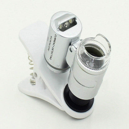 1Pcs Universal Led Clip Mobile Phone Microscope Magnifier Micro-Lens 60X Optical Zoom Telescope Camera Lens