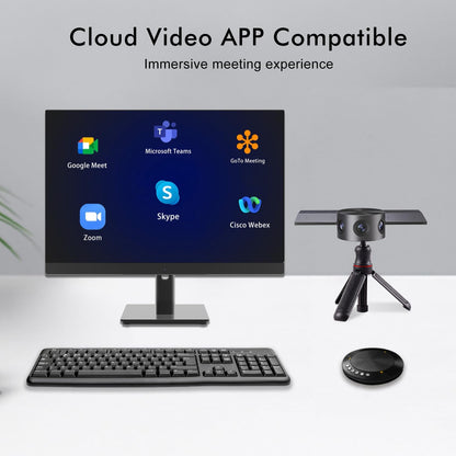 Panoramic 180° Video Camera, Immersive Video Conference Experience, both Overall and Speakers’ Close-up view, 1080P Webcam for Huddle Room and Homebased Office, Plug and Play with Micro SD Card Slot