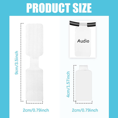 60 Pieces Self-Adhesive Cable Labels, Paste Wire Labels, Nylon Writable Cord Tags Waterproof White Wire Cable Tags for Electronics Office Computers Management and Identification