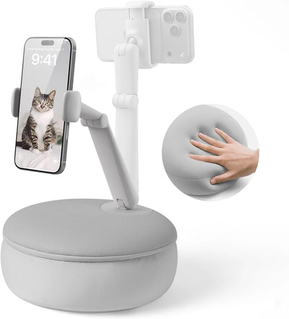 SAIJI Cell Phone Pillow Holder mini iPhone Stand for Bed, Upgraded mini Angle & Height Adjustable Phone Pillow Stand for Watching Video On Bed/Sofa/Lap, Fit for 4.7"-7.0" Device (Gray)