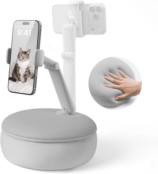 SAIJI Cell Phone Pillow Holder mini iPhone Stand for Bed, Upgraded mini Angle & Height Adjustable Phone Pillow Stand for Watching Video On Bed/Sofa/Lap, Fit for 4.7"-7.0" Device (Gray)