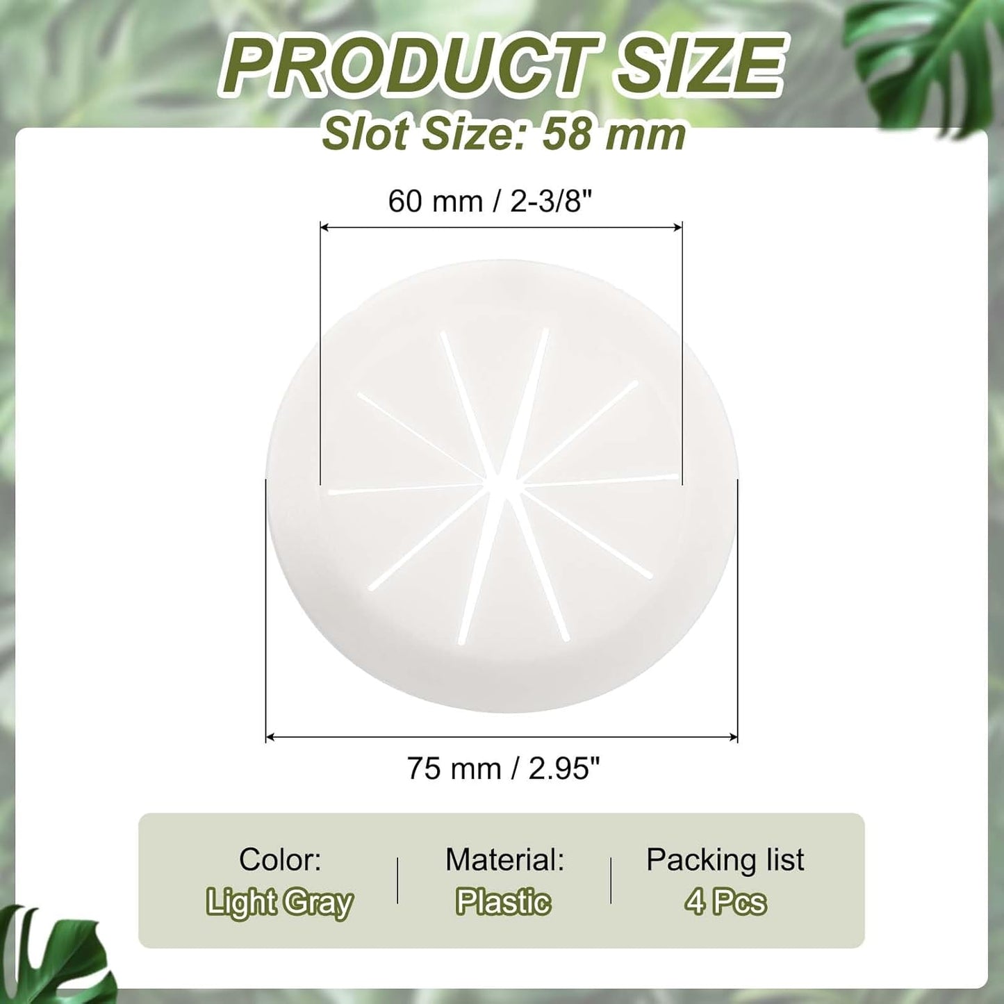 PATIKIL Desk Grommet 2-3/8", 4 Pcs Round Cable Grommet Cord Hole Cover with Adhesive Tape Flexible Table Wire Organizer for Office Home Table Countertop, Light Gray