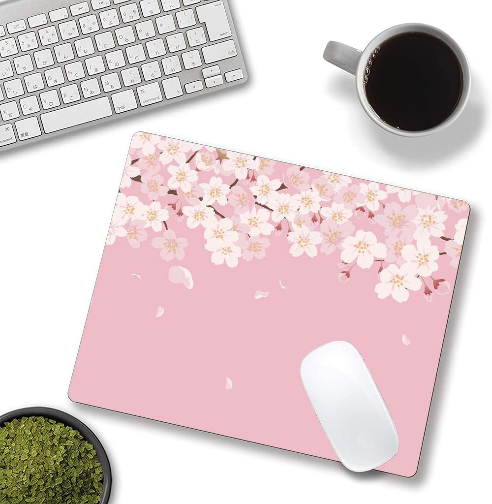 Mouse Pad, Premium-Textured Mouse Mat, Non-Slip Rubber Base Mousepad for Laptop, Computer & PC,9.5×7.9 in,Cherry Blossom Flower
