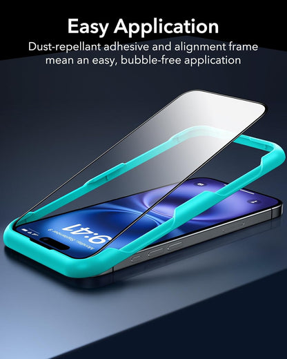 ESR 3 Pack for iPhone 16 / iPhone 15 Screen Protector, [9H Hardness] [Military Grade Shatterproof] Full Coverage Tempered Glass Film with Easy Installation Tool, HD Clear, Scratch Resistant