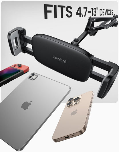 Floor Tablet Stand Phone Holder - Lamicall [55" Height Adjustable][ Flexible Arm] Multi Angle Tablet Holder, 5lb Weighted Base Bed Mount For 4.7-13" Devices, iPad Pro Air Mini, Kindle, Tabs, E-Readers