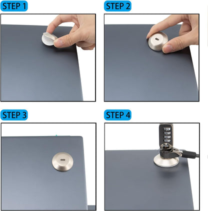 Security Lock Plate Self-Adhesive Plate with Lock Slot for Cables to Lock Down Laptops, Mac Book, Tablets, iPad, or Other Computer (Silver)