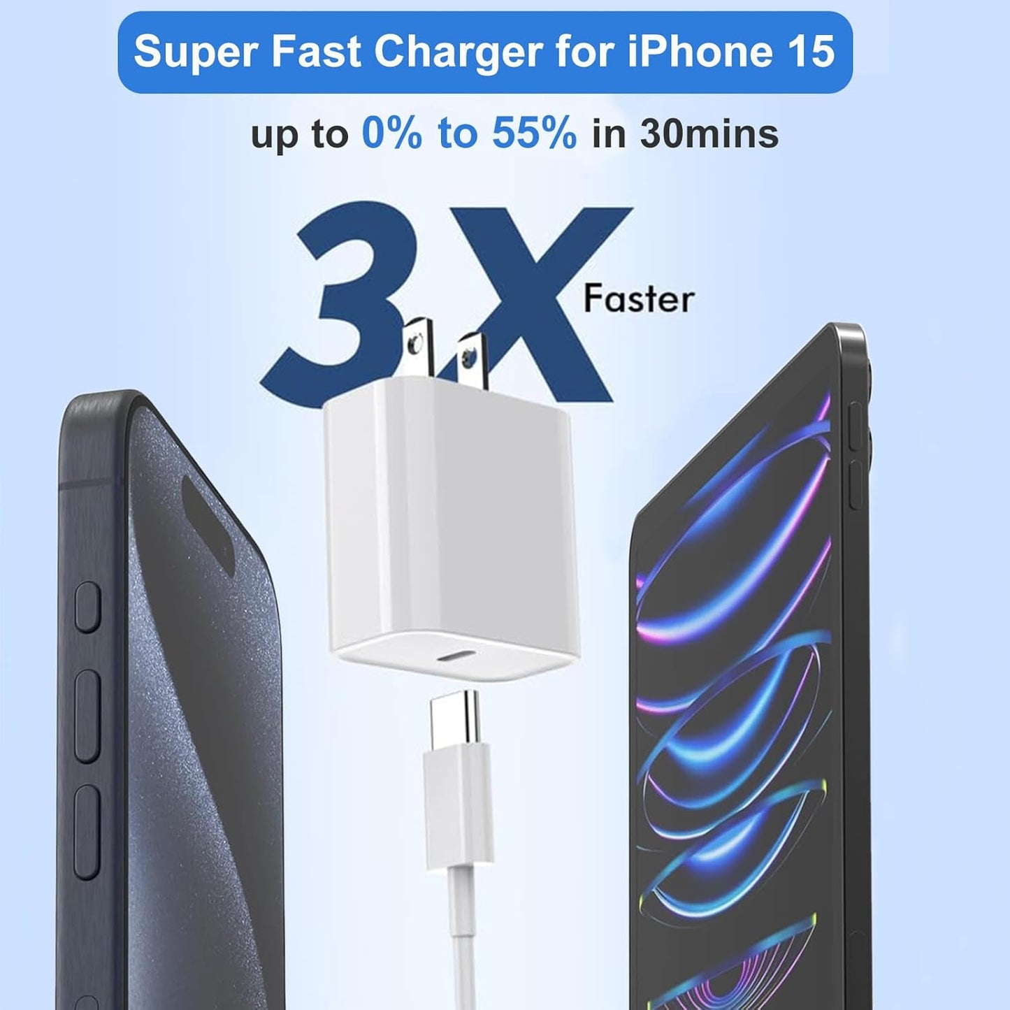 iPhone 15 Charger,iPhone 15 Charger Fast Charging,20W Type C USBC ChargerBlock 6FT USB C to USB C Cable Cord Compatible iPhone 16 Pro Max/15 Plus,iPad Pro 12.9/13/11-inch, iPad mini 6, iPad Air 4/5