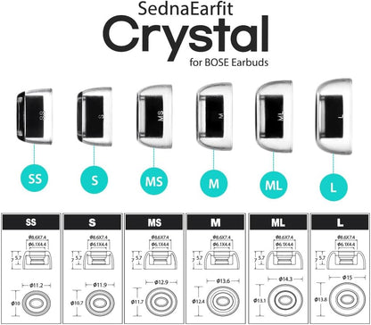 AZLA SednaEarfit Crystal for Bose Earbuds 2 Pair - Bose Earbuds Replacement Tips - Compatible with Quietcomfort Ultra Earbuds, QC Earbuds II (SS)