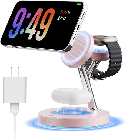 2025 3 in 1 Charging Station Compatible with Magsafe Charger Wireless Charger Stand for iPhone16 15 14 13 12 Series Wireless Charging Station for AirPods Wireless Charging Stand for iWatch Series