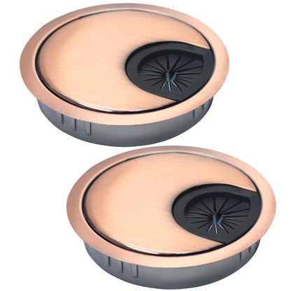 2 Pcs Desk Grommet 2-3/8" / 60 mm, Desk Cord Hole Cover, Cable Grommet Metal Zinc Alloy Materilal, Desk Hole Grommet for Home & Office Pc, Detachable Cable Cord Organizer-Copper Red
