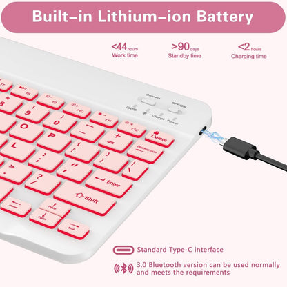 Galaxy Tab A9 Plus Case with Keyboard 5G 11 Inch 2023 (SM-X210/X216/X218), 7 Color Backlit Detachable Tablet Keyboard Cover with S Pen Holder for Samsung Galaxy Tab A9+ 11" (Pink)