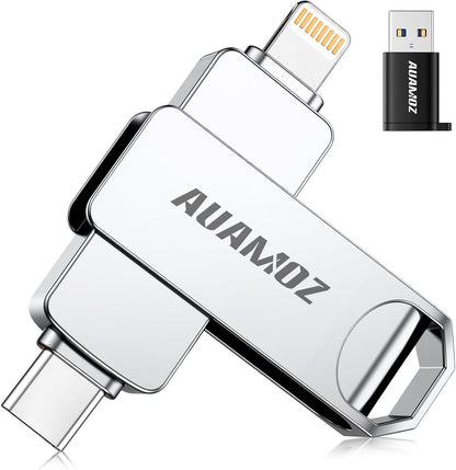 512GB Flash Drive Intended for iPhone, Memory Stick Storage Files Photos Videos Backup, Compatible with iPhone iPad Android PC, Plug and Play, No Application Required (Metal Silver)